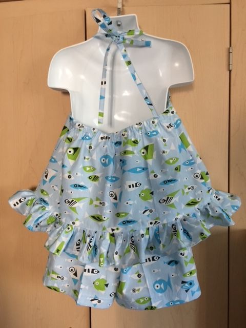Custom Blue Dress for Kids Back View